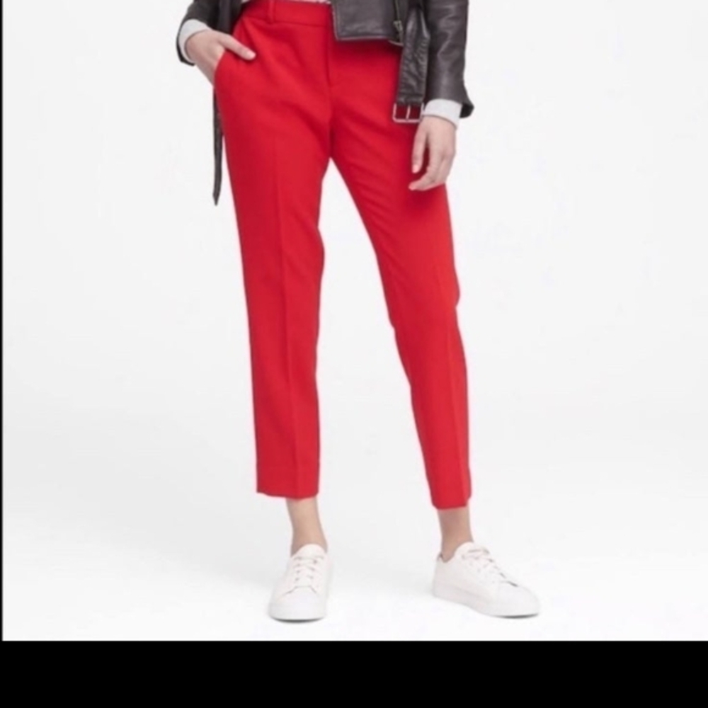 Banana Republic Red Ankle Cropped Pants Tailored Fit